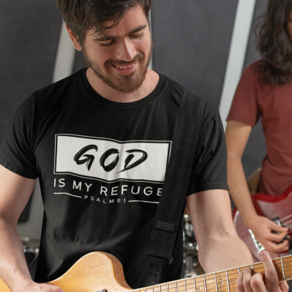 God is my refuge - t-shirt-mockup-of-a-man-playing-guitar-33335